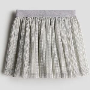 H&M Metallic Silver Shimmery Elastic Waist Girls Mini Skirt